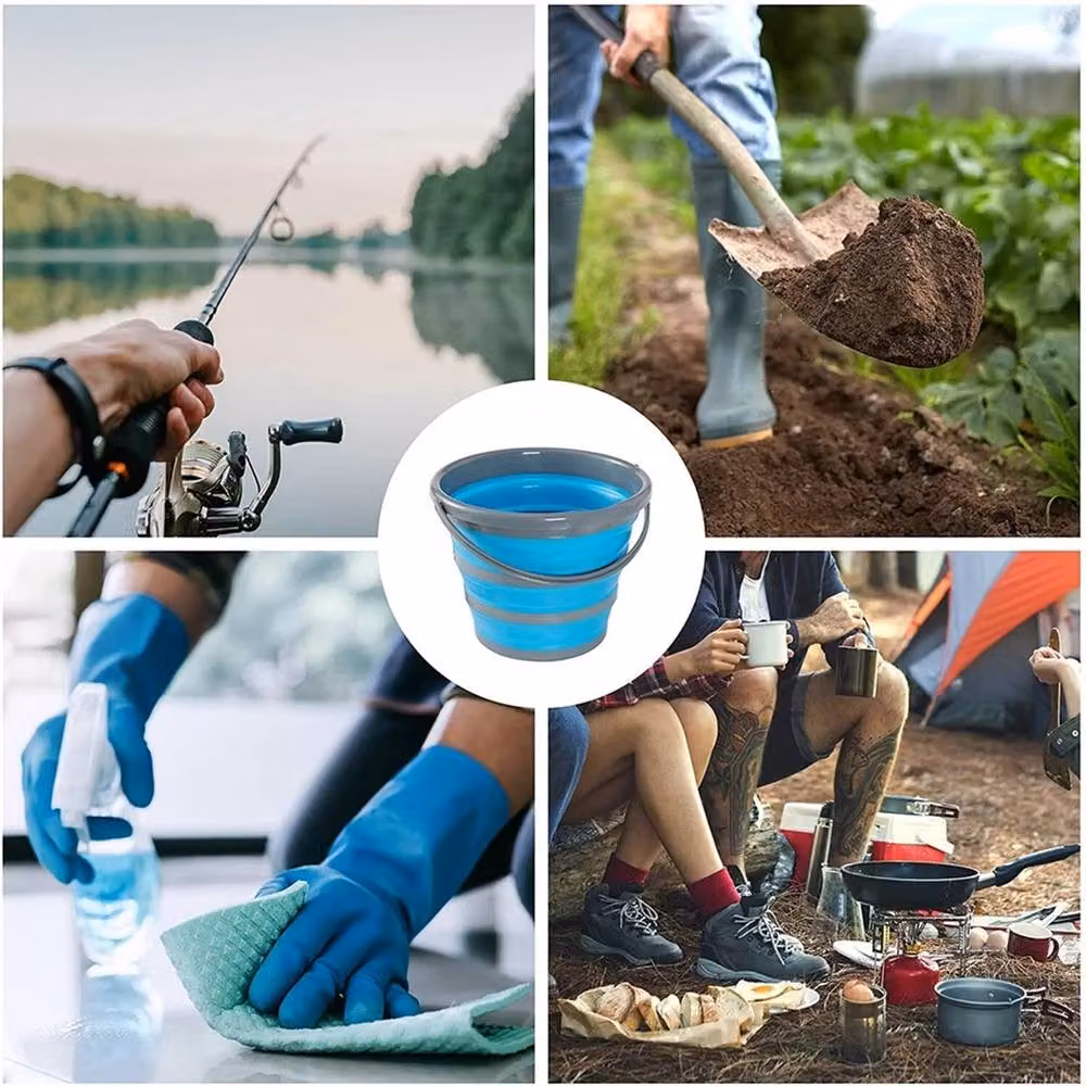 VOGREX Blue Collapsible Silicone Washing Up Bowl and Laundry Bucket – 4