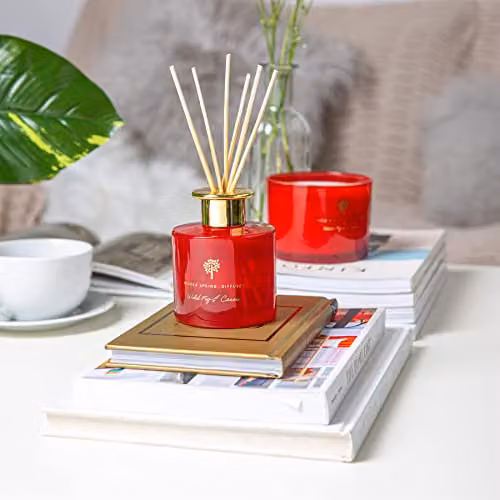 Nicola Spring Wild Fig & Cassis Scented Reed Diffuser, 200ml, Red Glass Jar – 3