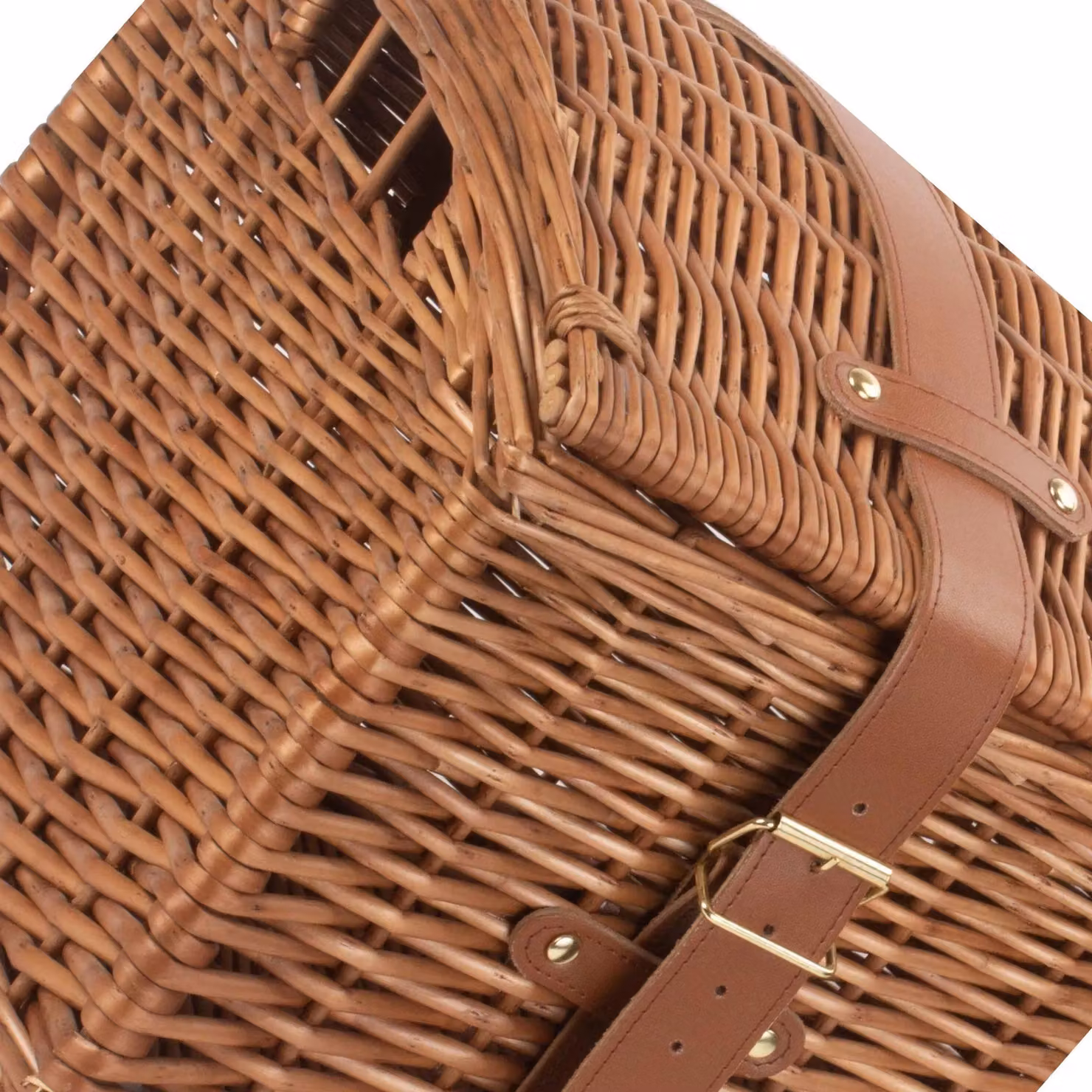 Red Wicker Domed Storage Hamper with Handles in Brown – 2