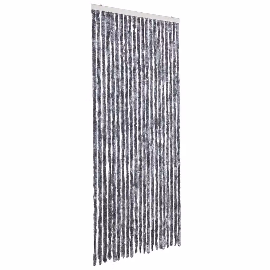 Berkfield Home Silver Chenille Insect Curtain, W: 90 cm, H: 200 cm – 2