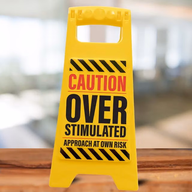 Boxer Gifts Overstimulated Approach at Own Risk Novelty Tabletop Desk Sign, Yellow