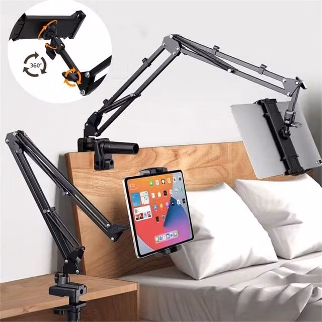 Nordara Black 360 Degree Adjustable Tablet Stand with Flexible Arm Desk Mount – 1