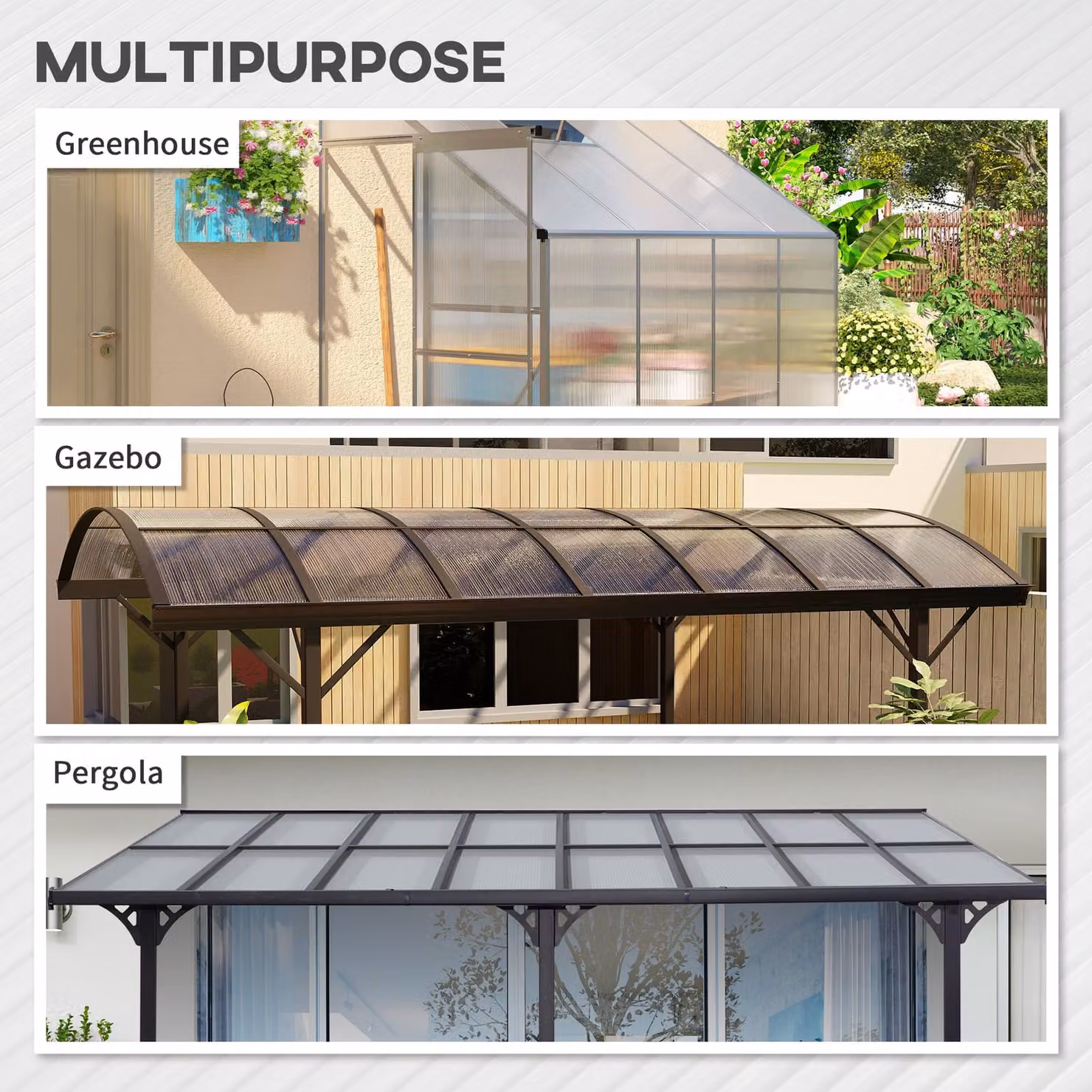 Outsunny 14 Piece Clear Twin-Wall Polycarbonate Plastic Roofing Sheets, 10m2 Replacement Greenhouse Panels, W: 61 cm, D: 121 cm, H: 0.4 cm – 3
