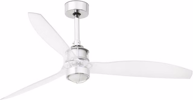 JUST FAN Chrome Ceiling Fan with LED Light and Remote Control, Grey, 3000K