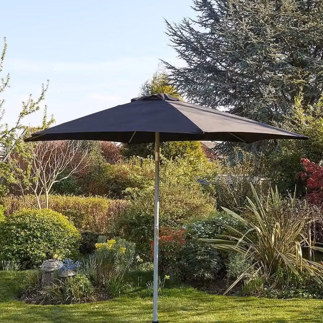 Home Source Gozo Black Aluminium 2.7m Crank and Tilt Parasol