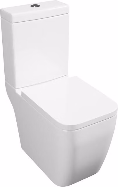 Clifton Premium Open Back Square Rimless Toilet Set with Soft Close Seat in White