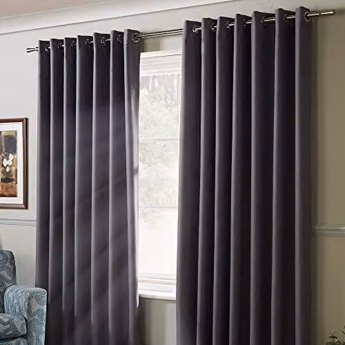 Luxury Living Plain Blackout Eyelet Curtains in Silver, W: 117 cm, H: 183 cm – 2