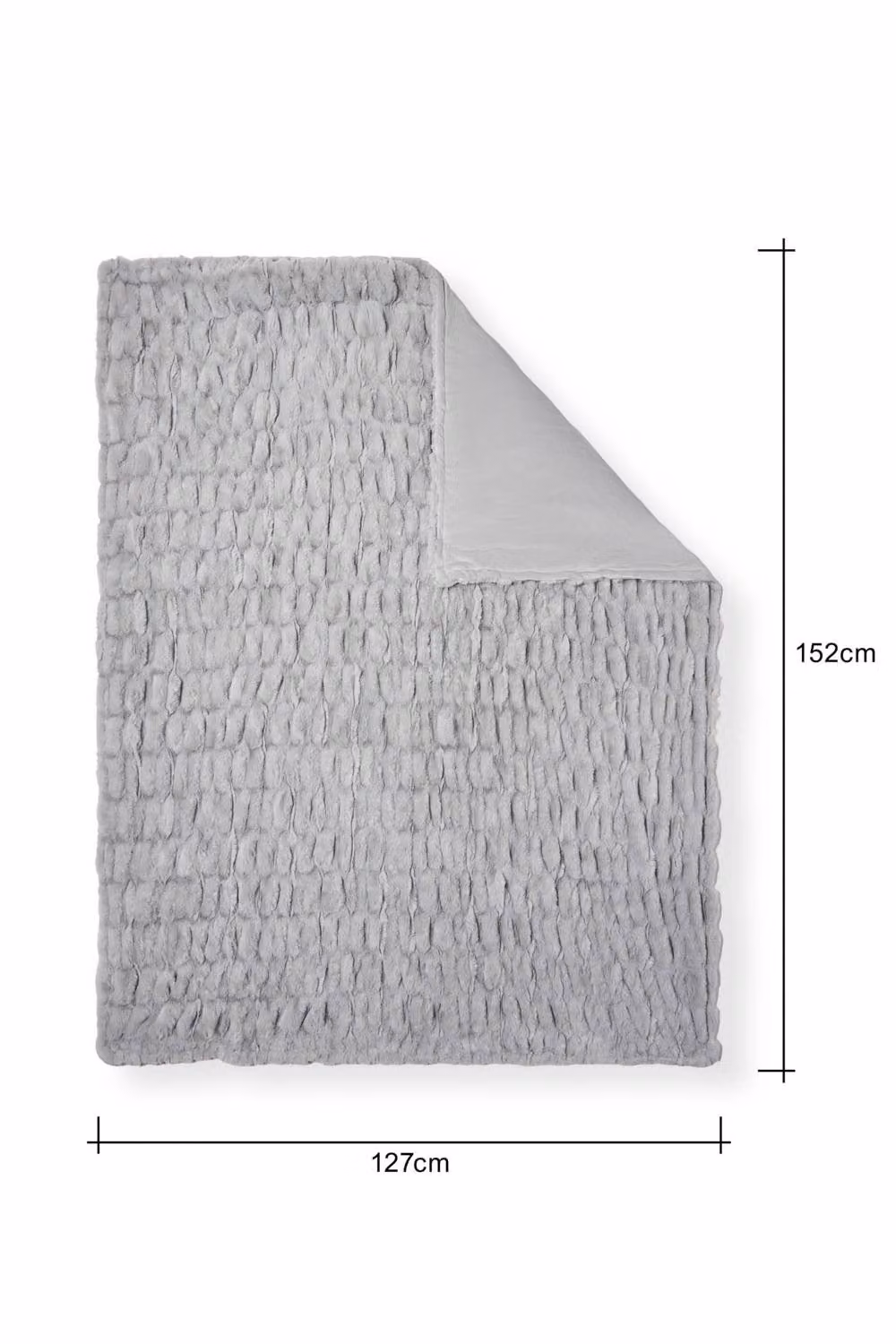BHS Grey Ruched Faux Fur Throw, W/D/H: 152 x 127 x 1 cm – 3