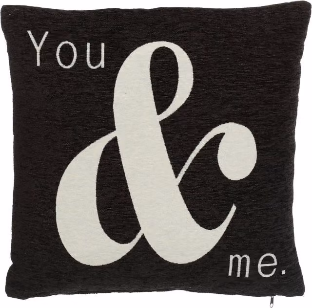 Orsina You & Me Graphic Chenille Cushion in Black and White, W/D/H: 45 x 45 x 14 cm – 2