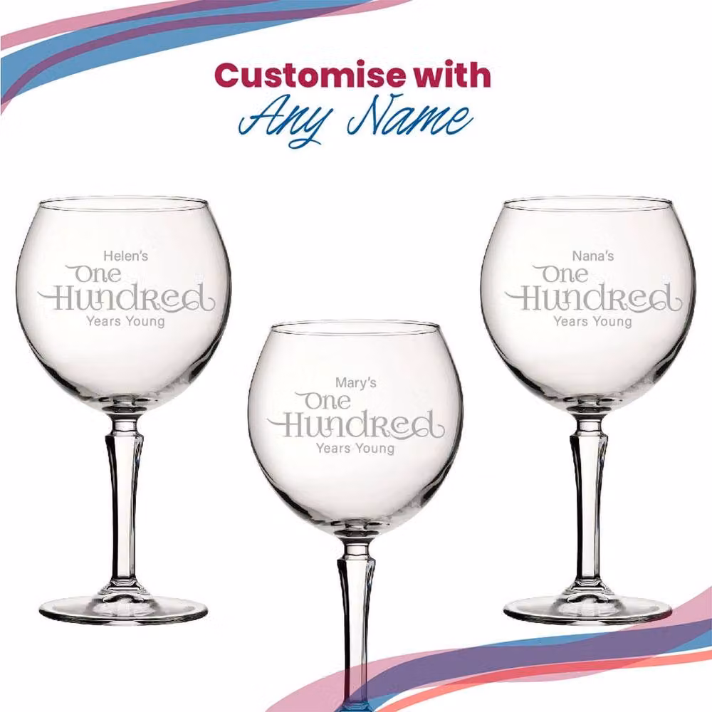 Uniqueful Personalised 100th Birthday Hudson Gin Cocktail Glass in Clear – 3