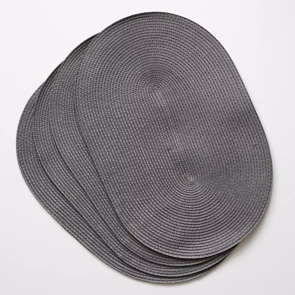 D-C-Fix Wipe Clean Woven Oval Placemats in Steel Grey, 6 Pack – 2