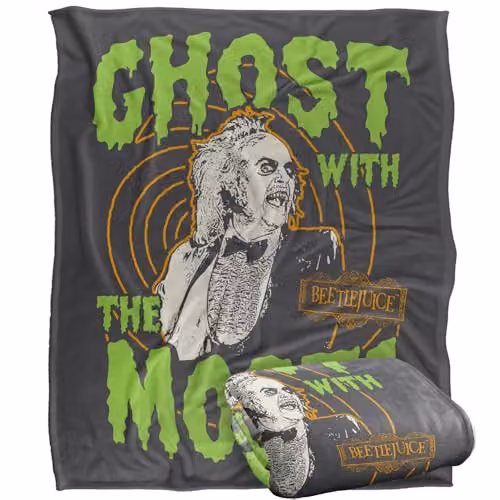 Warner Bros. Beetlejuice Ghost Silky Touch Super Soft Fleece Throw Blanket, Multicolour, W: 152.4 cm, D: 127.0 cm
