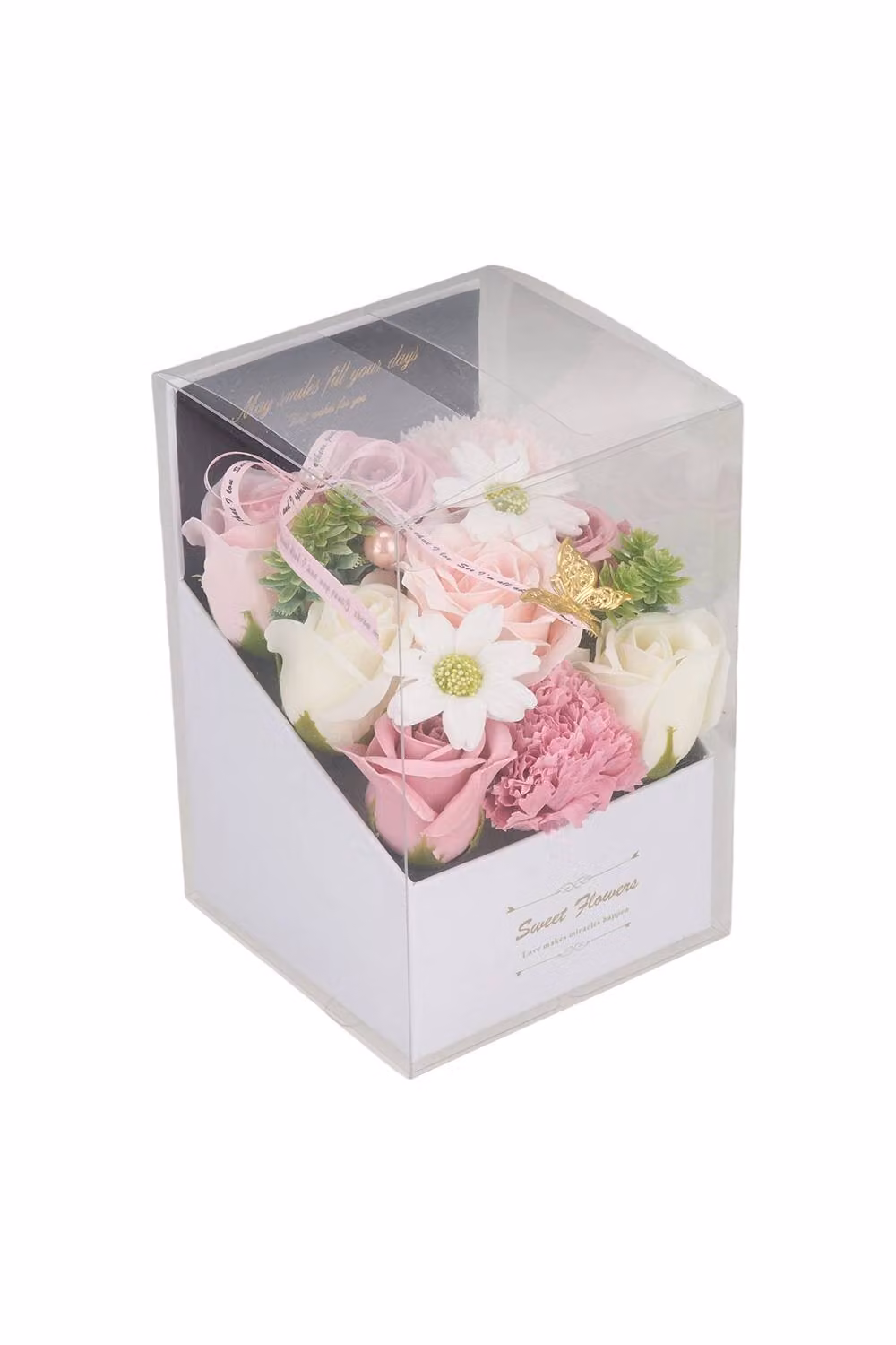 Living and Home Rose Scented Soap Flower Gift Box in Pink for Tabletop Decor – 4