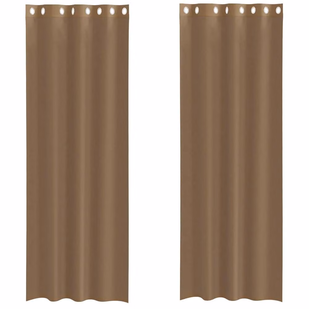 Berkfield Home Light Brown Voile Eyelet Curtains, 2 Pack, W: 140 cm, H: 260 cm – 2