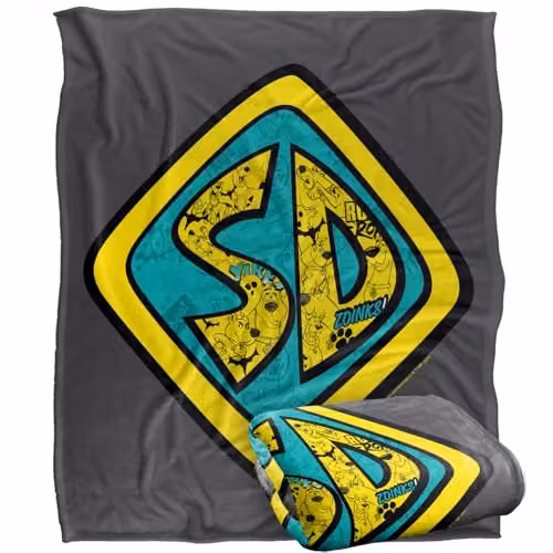 Warner Bros. Scooby Doo Sd Badge Super Soft Fleece Throw Blanket, Multicolour, W: 152.0 cm, D: 127.0 cm – 1