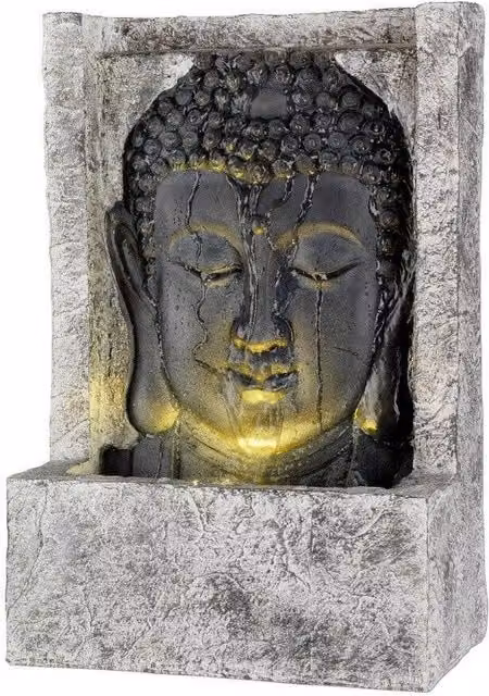 Decoris Upright Buddha Tabletop Water Feature in Grey Stone