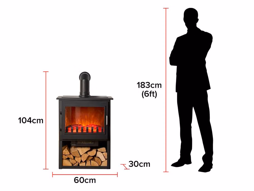 Sureflame Marlow 3-Sided Electric Stove with Log Storage in Black, W/D/H: 104 x 60 x 60 cm – 7