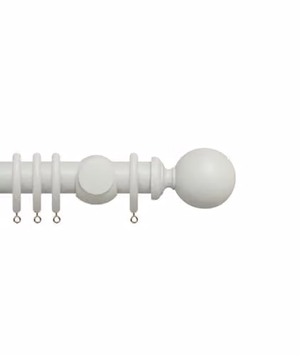 New Edge Blinds Premium 50mm Wooden Curtain Pole Set in White