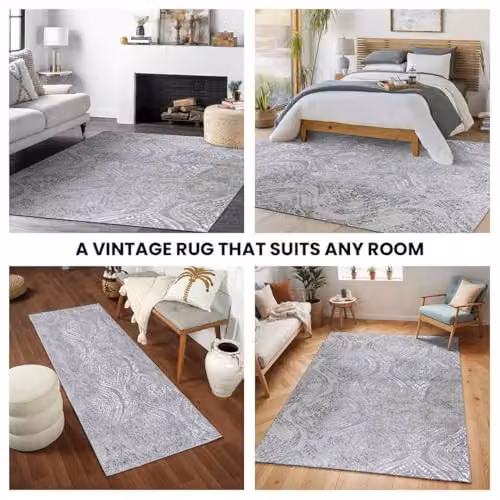 Livabliss Meknes Vintage Boho Rug in Grey, Beige and White, W: 80 cm, L: 150 cm – 5