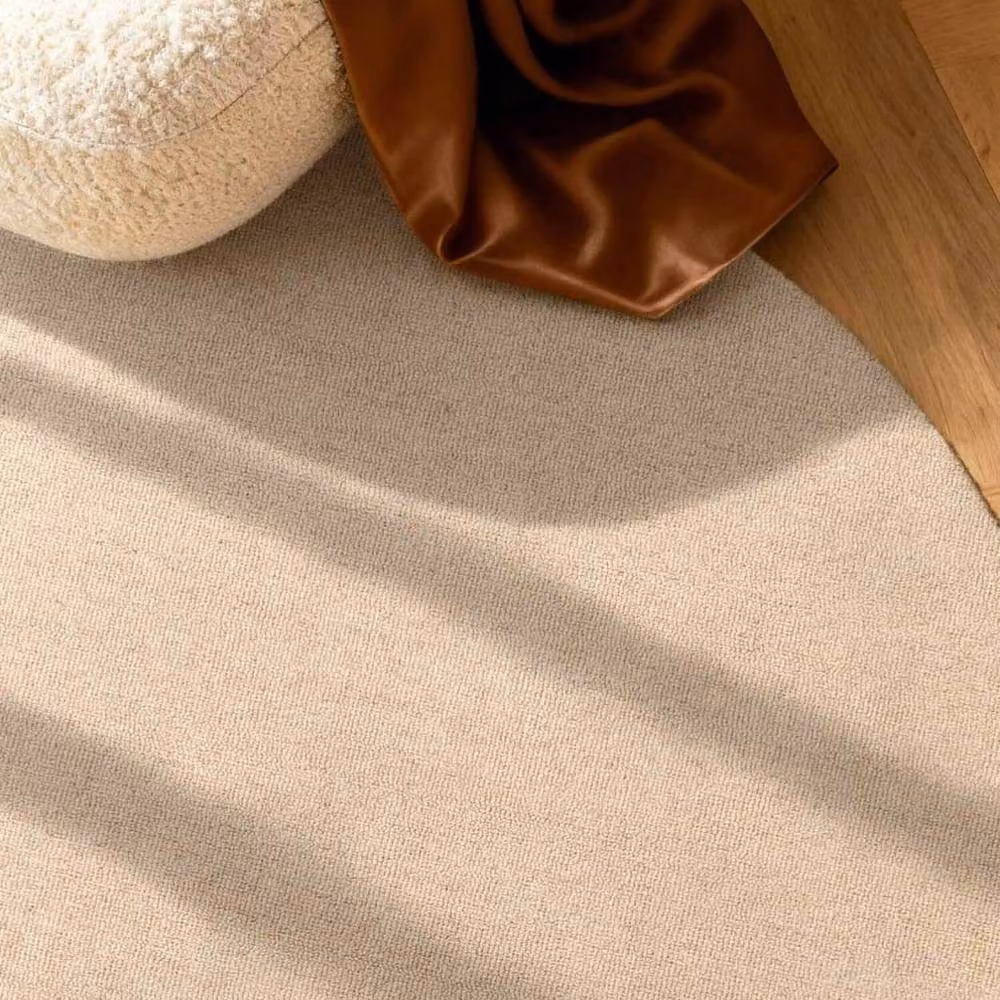 THE RUGS Puristic Fine Boucle Wool Rug in Light Beige, W: 140 cm, L: 200 cm – 4