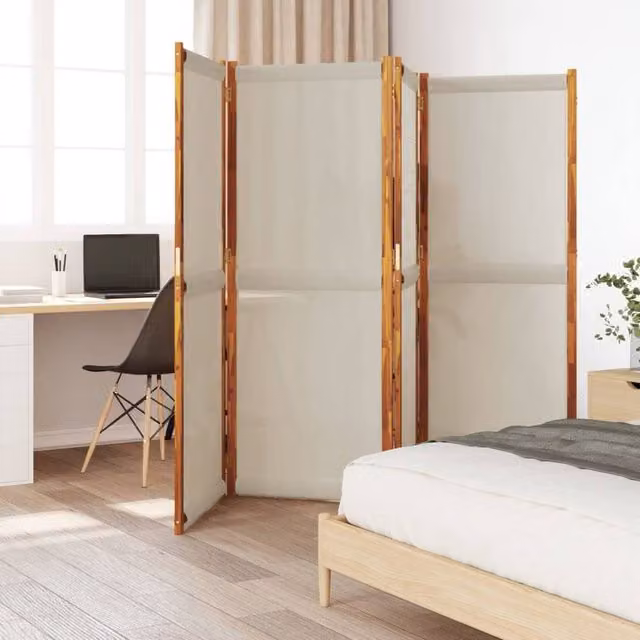 Berkfield Home 4-Panel Room Divider in Light Grey, W/H: 280 x 180 cm