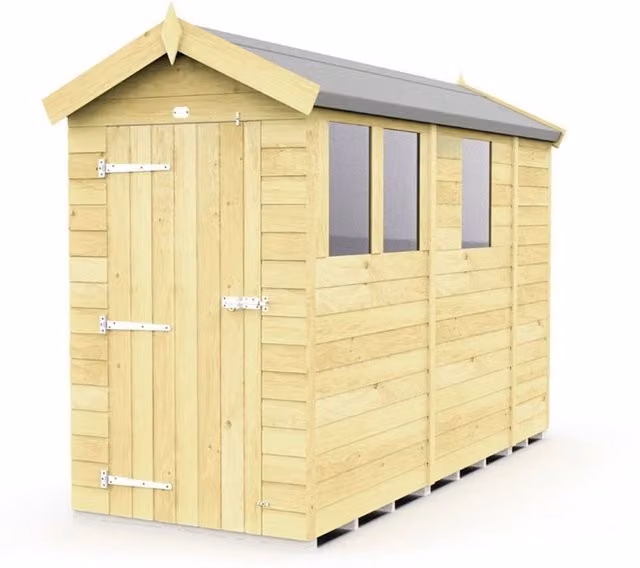 Buttercup Farm Brown Wooden Apex Shed with Single Door and Windows, W118 x D272 x H217 cm – 1