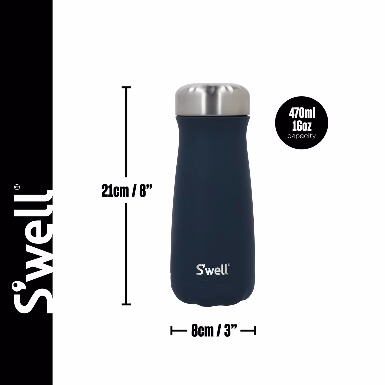S'well Azurite Stainless Steel Vacuum-Insulated Traveler Mug, Blue, 470ml – 8