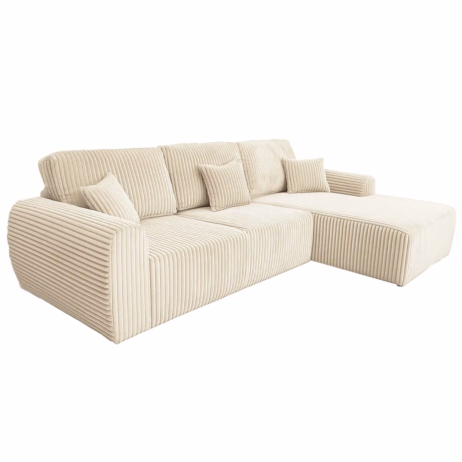 Furnishings For Less UK Vinci Chunky Cord 4 Seater Corner Sofa, Right Hand Facing, Grey, Beige or Ivory, W: 290 cm, D: 175 cm, H: 90 cm – 3