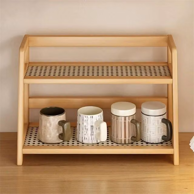 Nordara 2 Layer Wooden Multipurpose Kitchen Countertop Organizer in Brown W/D/H: 27 x 27 x 27 cm
