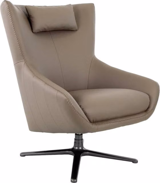 Angel Cerda Mink Grey Leatherette Swivel Armchair with Dark Steel Base – 1