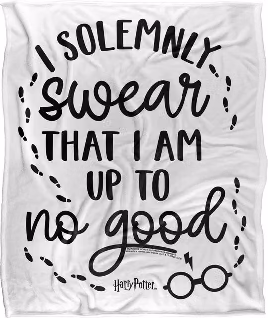 Warner Bros. Harry Potter Up To No Good Extra Large Super Soft Fluffy Throw Blanket for Children, Multicolour and White