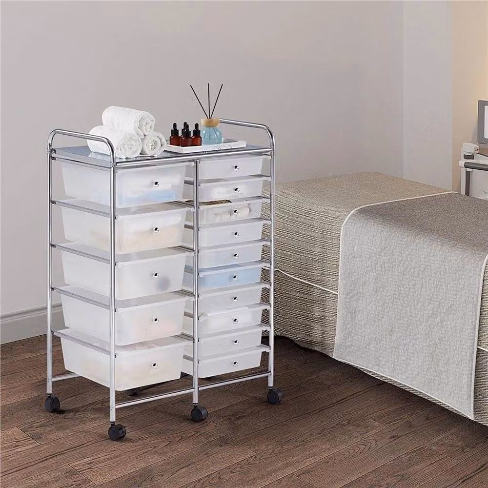 FLAVORA White 15 Drawer Mobile Beauty Storage Trolley – 3