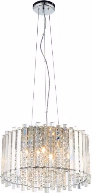 Loops Dimmable Crystal and Chrome Pendant Light with 5 x G9 Bulbs