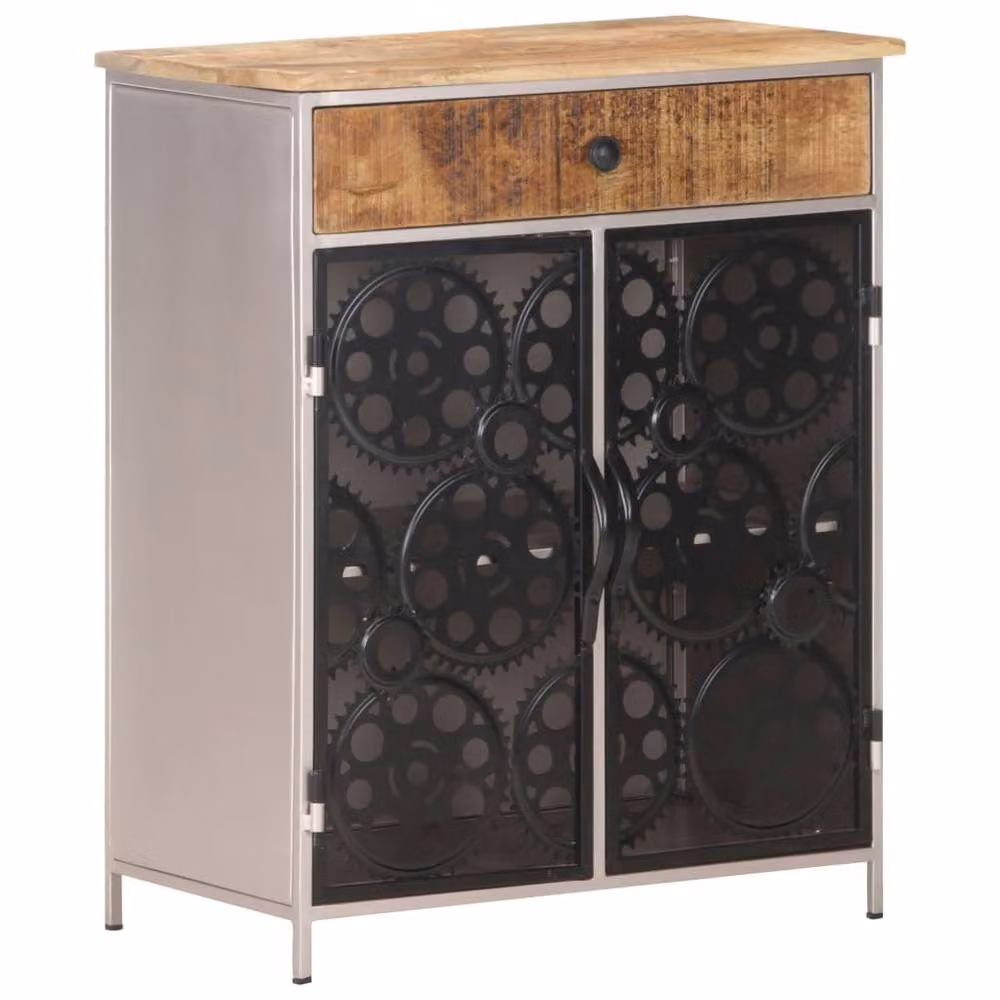 Berkfield Home Industrial Sideboard in Brown Rough Mango Wood and Iron, W/D/H: 60 x 35 x 75 cm – 2