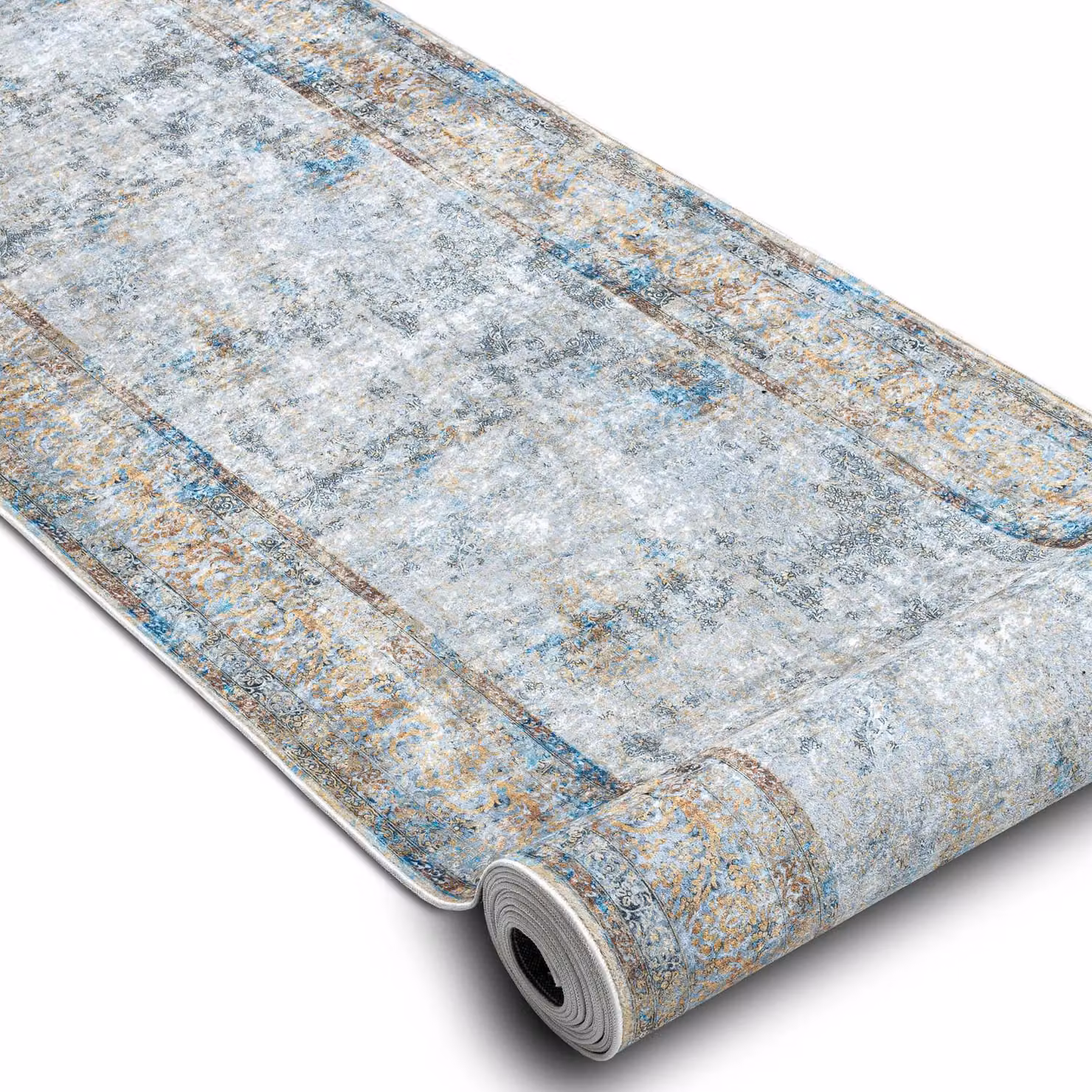 RugsX Anti-Slip Lotus Vintage Runner in Grey, W: 120 cm, L: 420 cm – 2