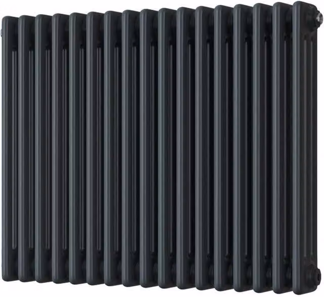 UK Radiators Alpha 3 Column Horizontal Traditional Cast-Iron Style Radiator in Anthracite, W: 777 mm, H: 600 mm