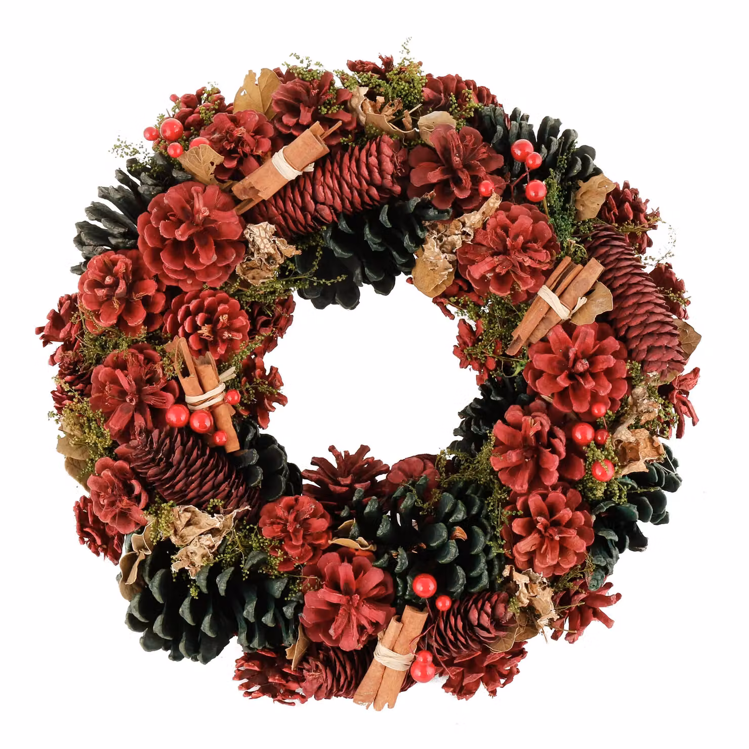 Dibor Cinnamon Pinecone Christmas Wreath and Garland Set in Red, Green and Gold – 2