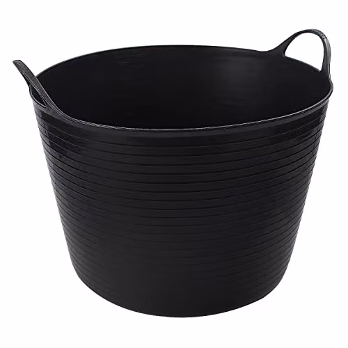 AGP Advanced Global Productions Black Plastic Builders Basket Tool Trug with Handles, 42L
