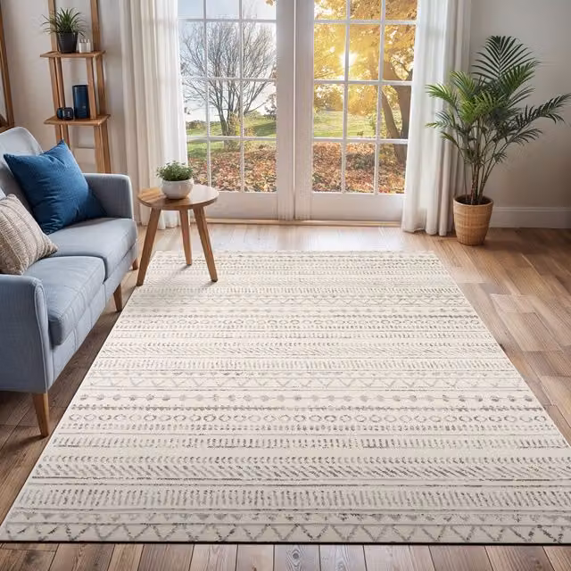 Livabliss Pisa Geometric Rug in Grey and White, W: 200 cm, D: 275 cm – 1