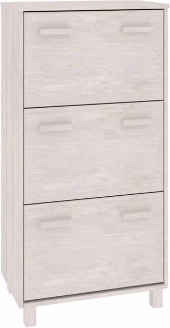 Berkfield Home HAMAR White Solid Wood Pine Shoe Cabinet W/D/H: 59.5 x 35 x 117 cm