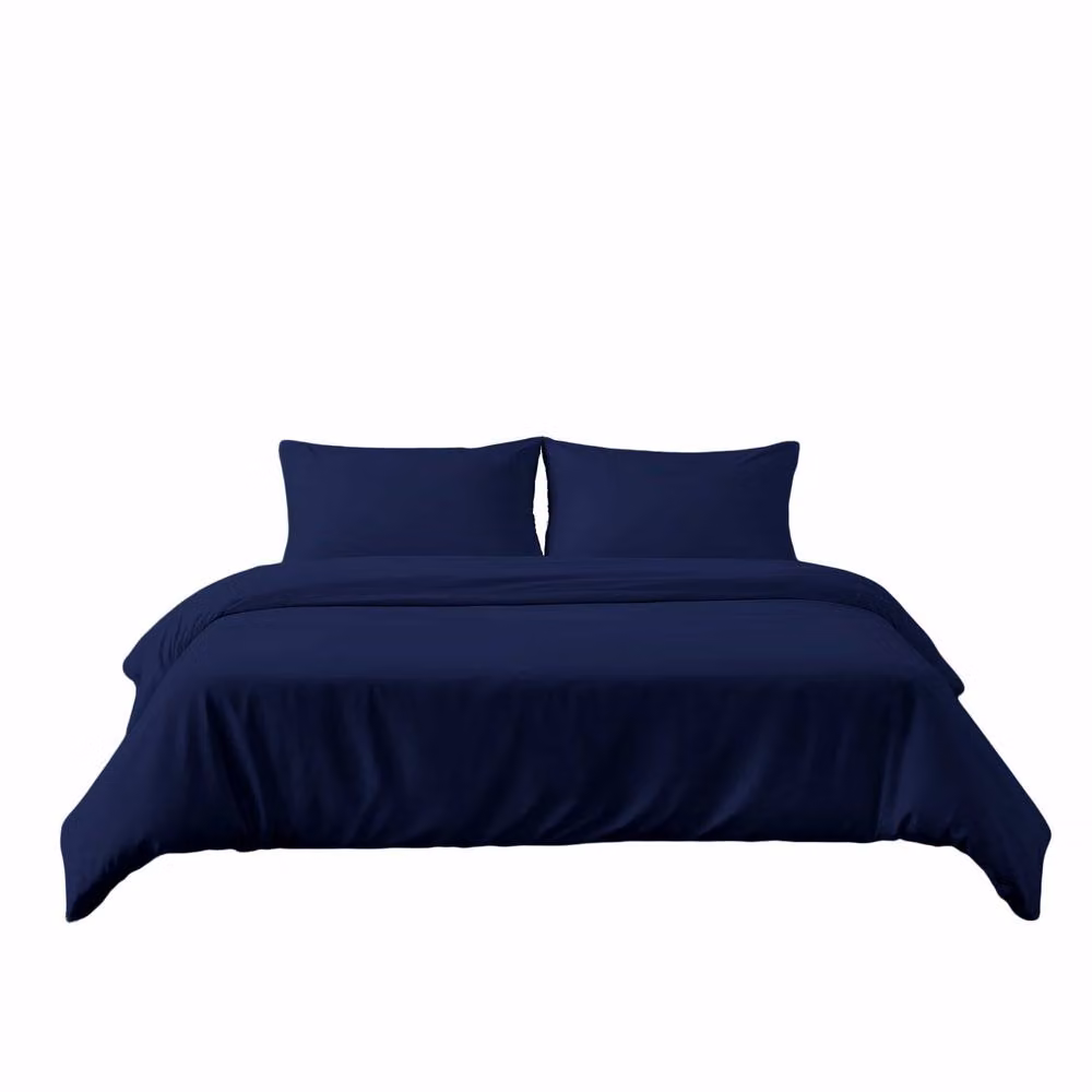 Snug City Microfibre Soft Touch Duvet Cover and Pillowcase Set in Navy Blue, Super King, 200 x 200 cm – 2