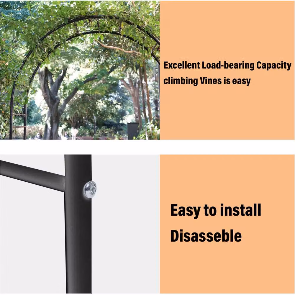 Crystals Heavy Duty Metal Garden Archway for Climbing Plants, Dark Green, H 200 cm x W 140 cm x D 37 cm – 3