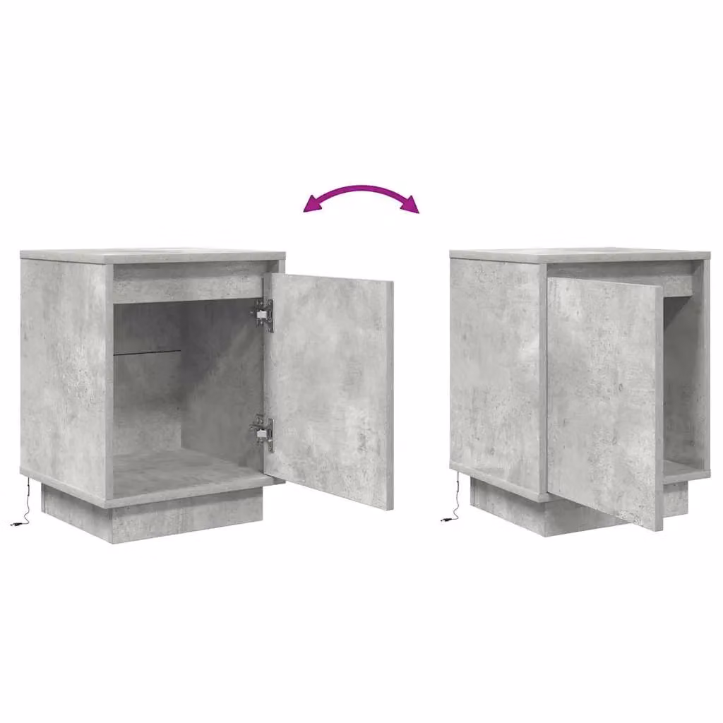 Berkfield Home Bedside Cabinet with Integrated LED Lights in Concrete Grey, W/D/H: 38 x 34 x 50 cm – 3