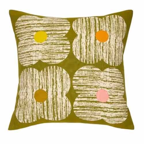 Orla Kiely Textured Flower 100% Cotton Duvet Cover and Pillowcase Set in Lilac and Moss Green