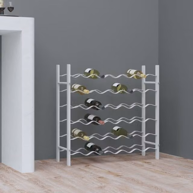 Berkfield Home Modern Wall Mounted White Metal Wine Rack for 36 Bottles – 1
