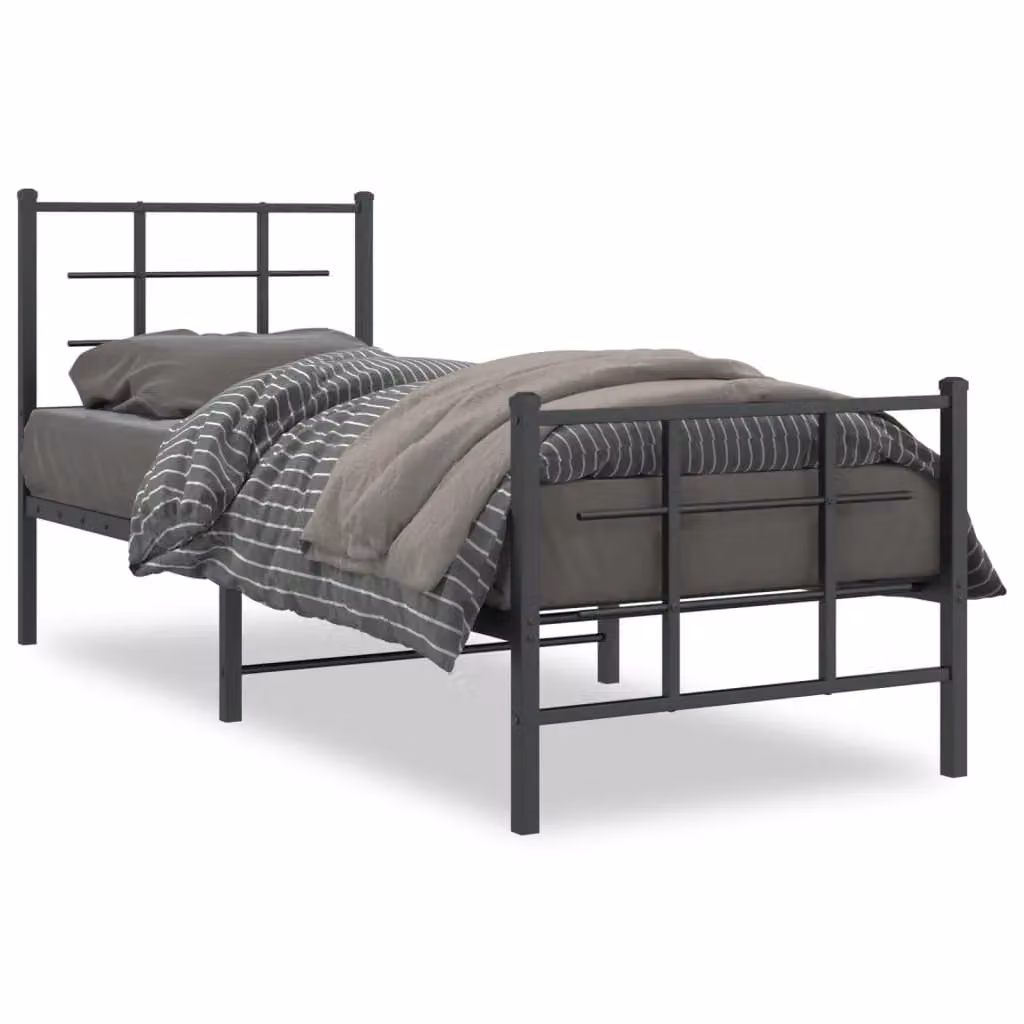 Berkfield Home Metal Bed Frame with Footboard, Black, W: 75 cm, L: 190 cm – 2