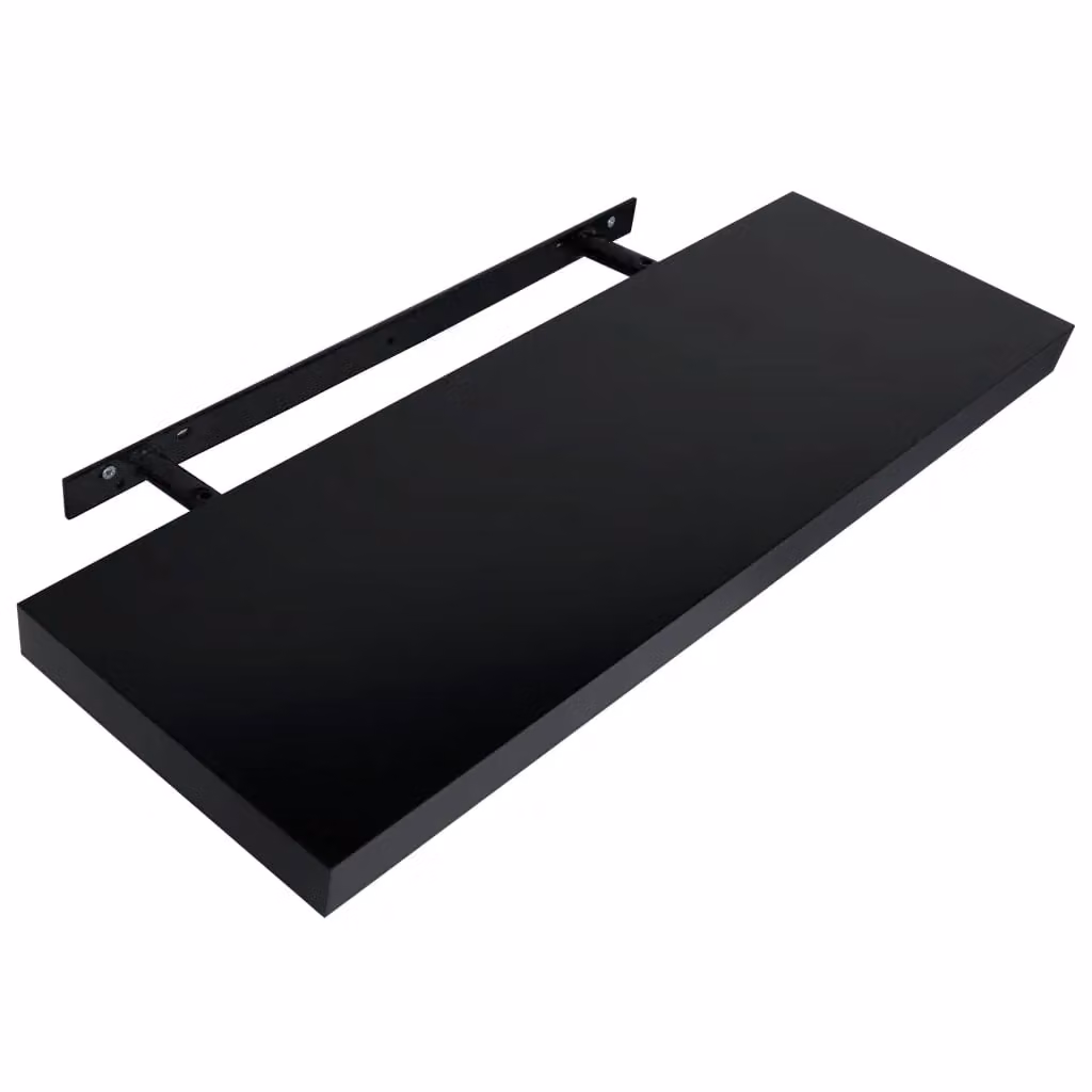 Berkfield Home Floating Wall Shelves, 2 Piece Black MDF, W: 100 cm, D: 20 cm, H: 3.8 cm – 3