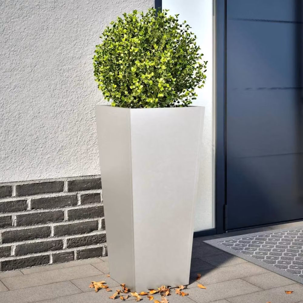 Berkfield Home Garden Stainless Steel Planter Tubs in Light Grey, 2 Pack, W/D/H: 35 x 35 x 75 cm – 1