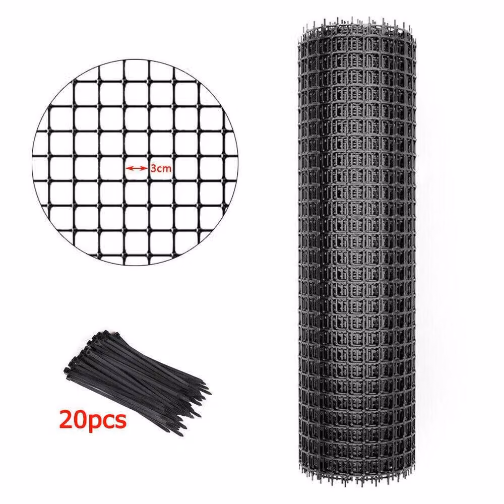 FLAVORA Black PVC-Coated Plastic Garden Fence Netting Mesh Safety Fence – 4