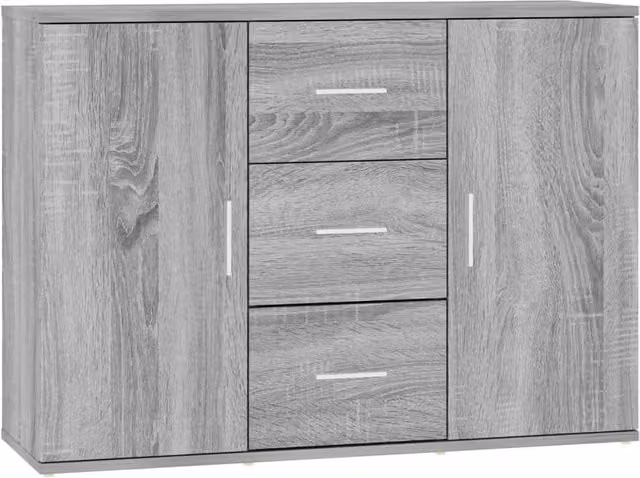 Berkfield Home Grey Sonoma Sideboard in Engineered Wood, W/D/H: 91 x 29.5 x 65 cm